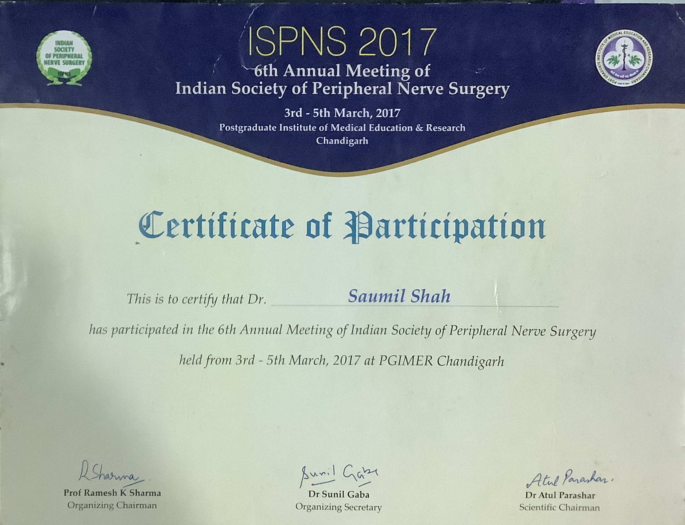 certificate of Ispns 2017