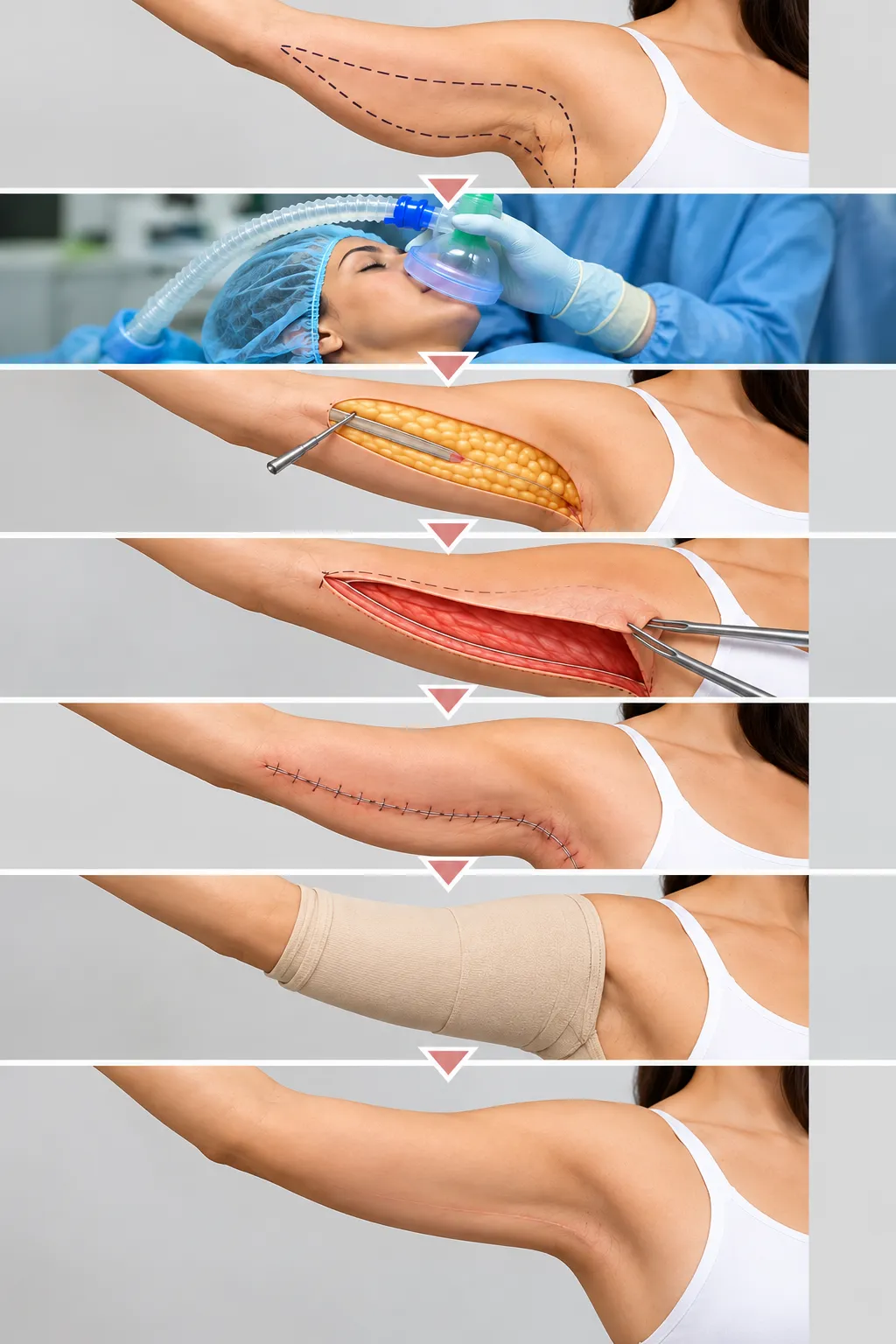 How arm lift surgery (brachioplasty) is performed