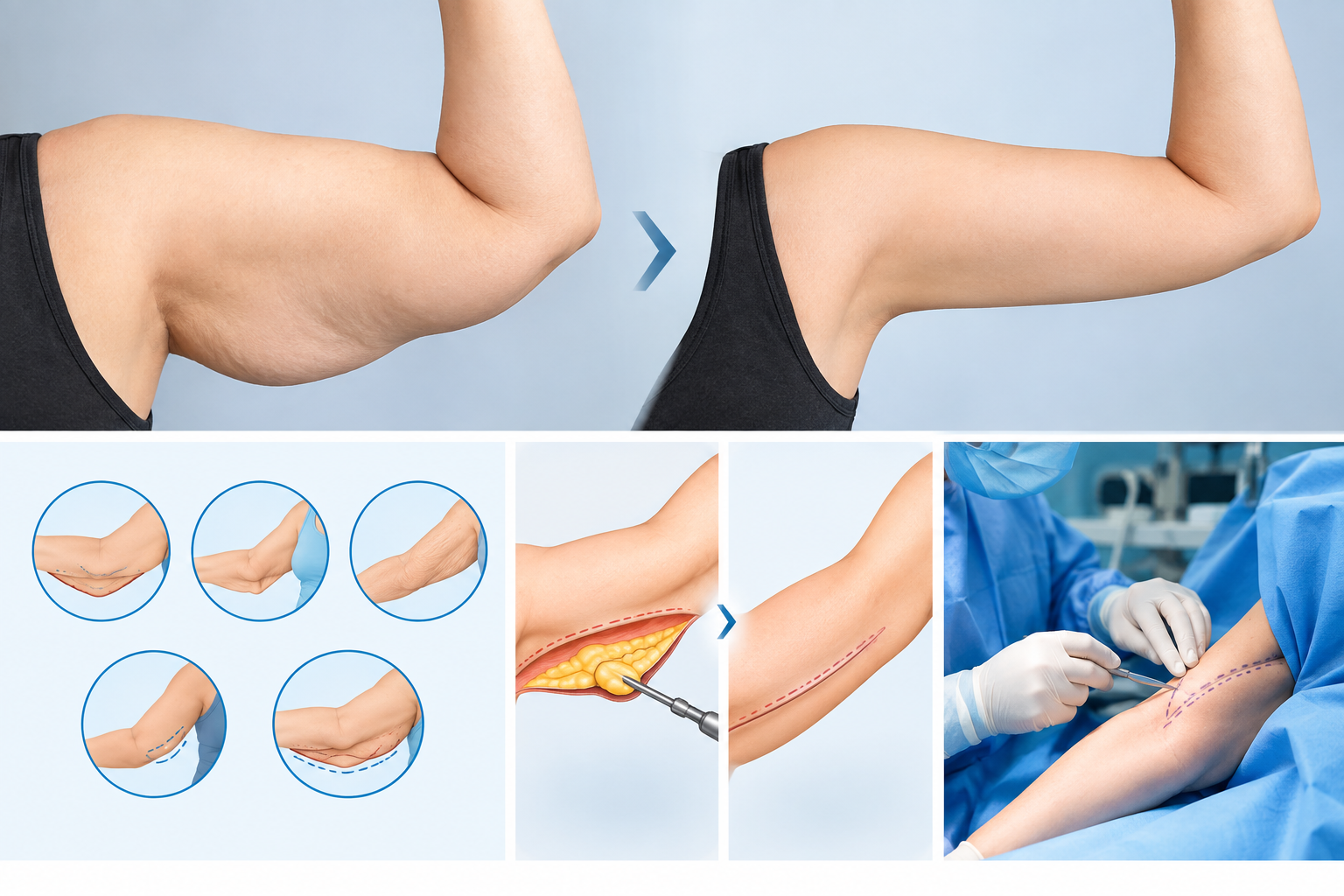 Arm lift surgery (brachioplasty) for sagging upper arms