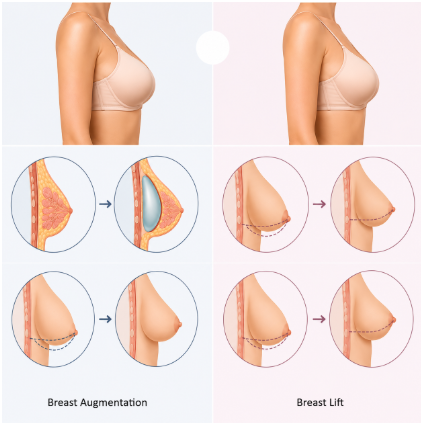 Breast augmentation vs breast lift comparison