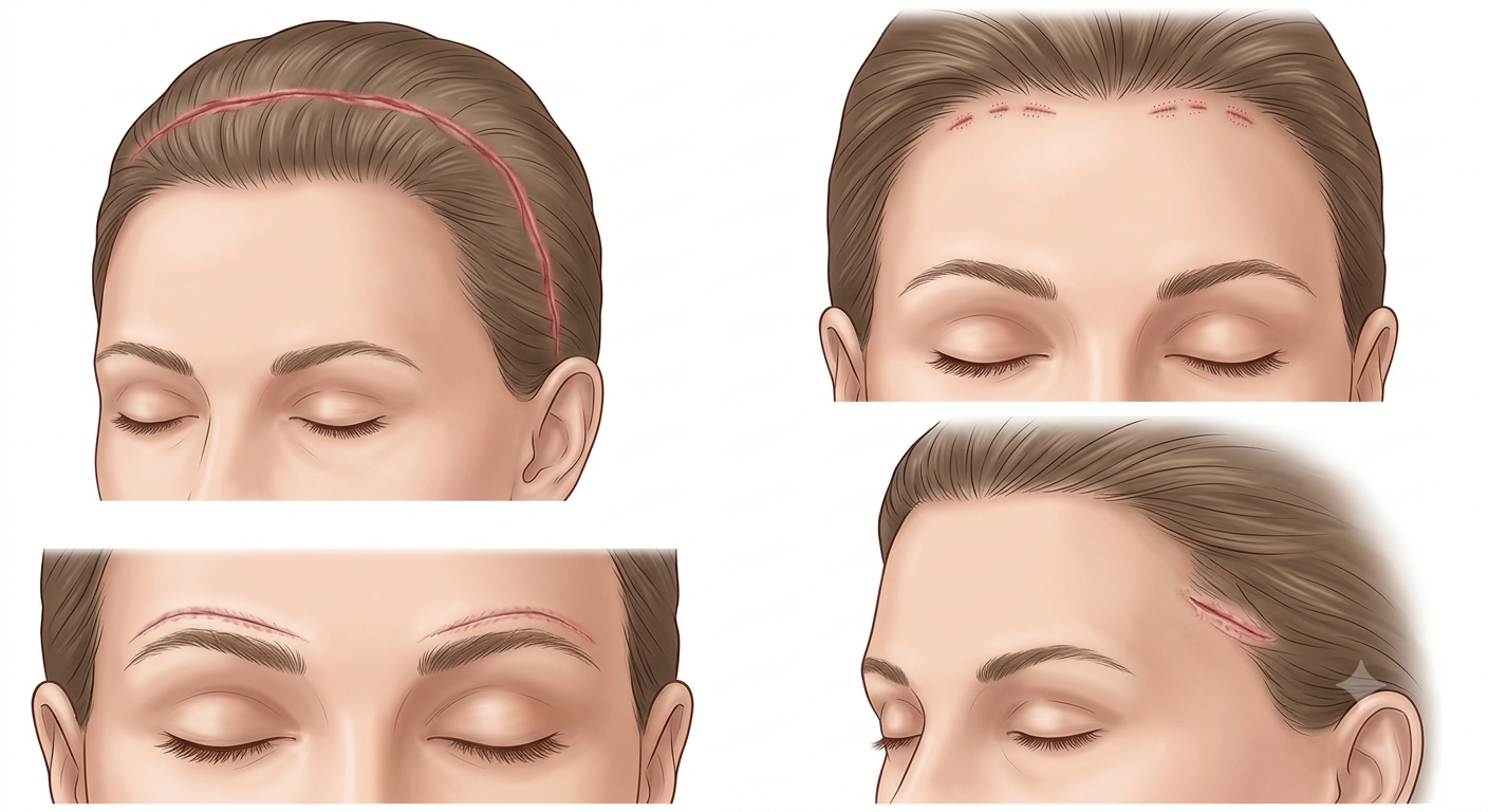 Brow lift scar placement